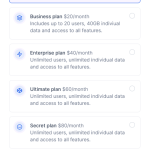 Choose plan UI